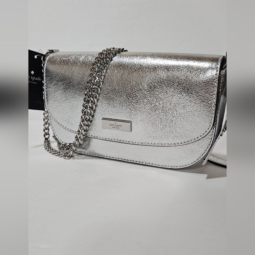 NWT Kate Spade Krista metallic chain flap crossbody bag - Picture 1 of 9